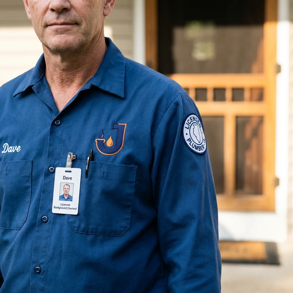 Licensed plumber showing ID badge in Fountain Hills, AZ