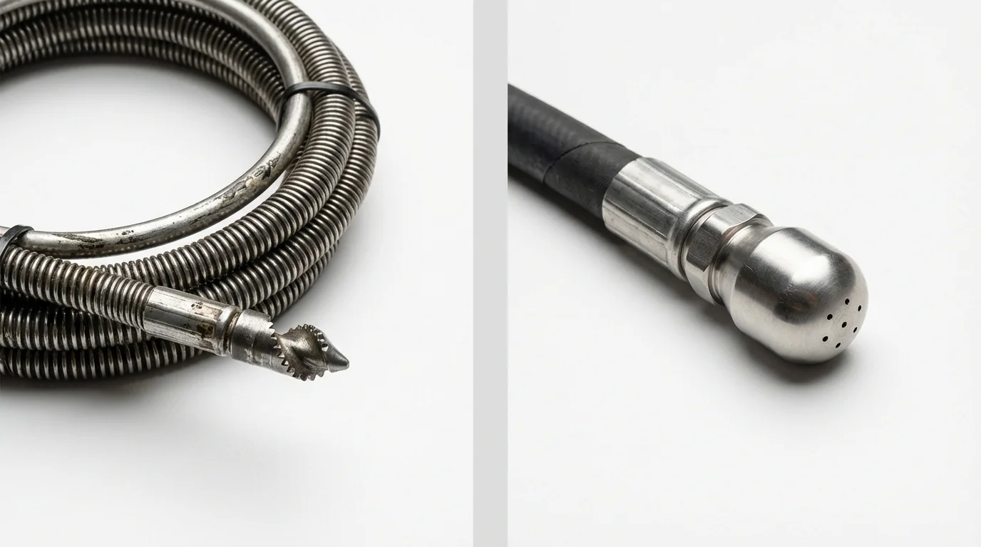 Drain snake cable and hydro jetting nozzle used for drain cleaning in Fountain Hills, AZ