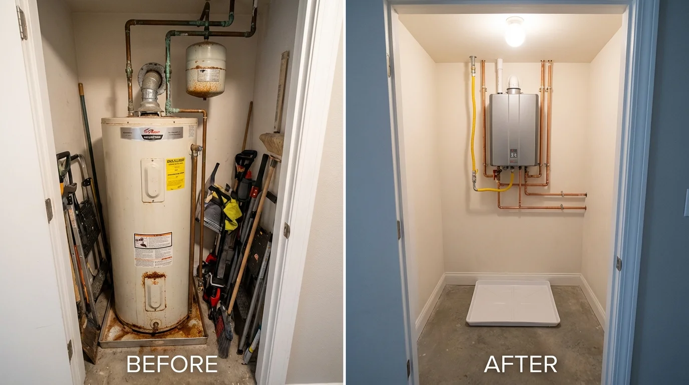 Tank water heater versus wall-mounted tankless unit comparison for Fountain Hills, AZ homeowners