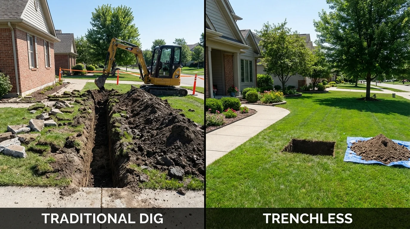 Trenchless sewer repair with minimal yard damage versus traditional excavation in Fountain Hills, AZ
